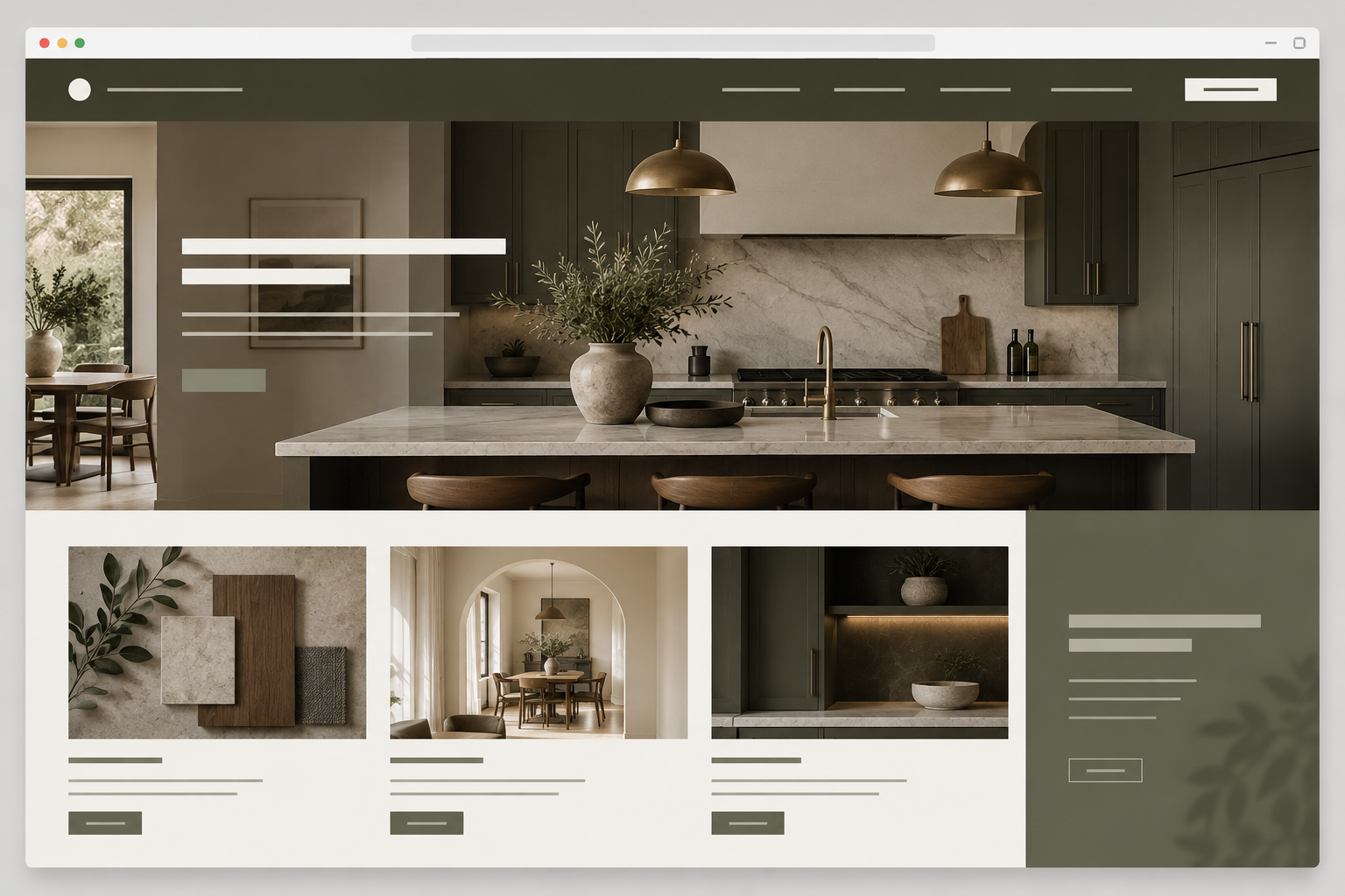 Original concept preview for a premium kitchen and interiors website